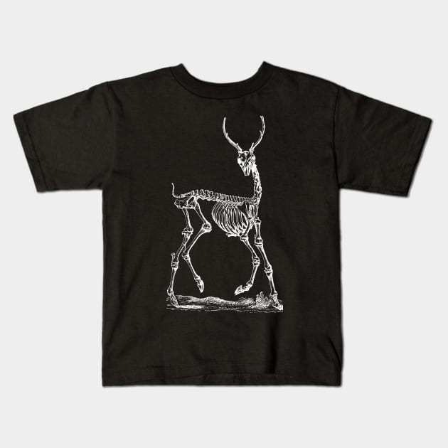 Deer Skeleton Kids T-Shirt by tommartinart